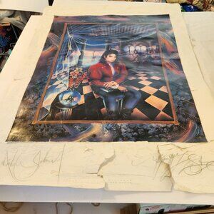 Michael Jackson Lithograph VTG Art Signed Artist 53/500 Limit Ed Torn Aged Edges